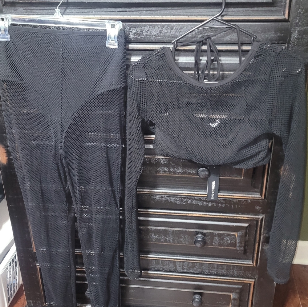 Fashion Nova Black Mesh Jumpsuit